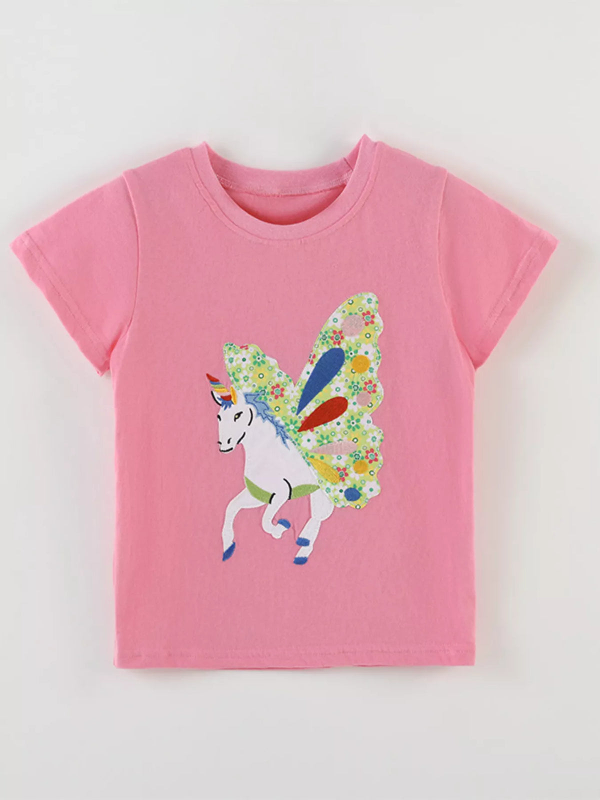 Unicorn Short Sleeve T-Shirt in Pink, product view 2