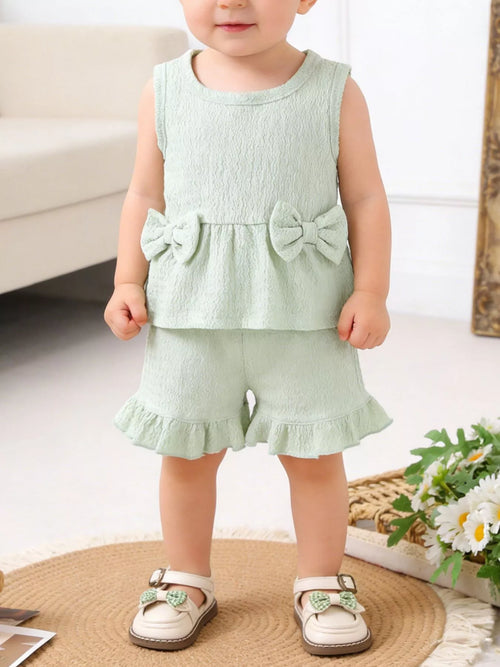 Bow Tank and Shorts Set in Light Green, product view 1