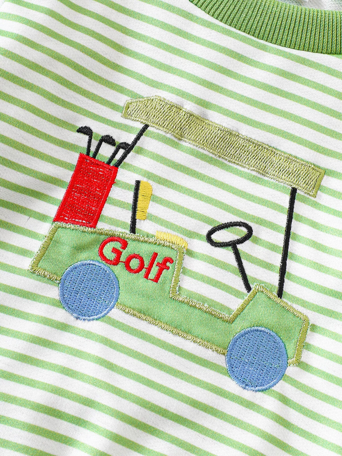 Golf Cart Striped Top and Pants Set in Light Green, product view 4