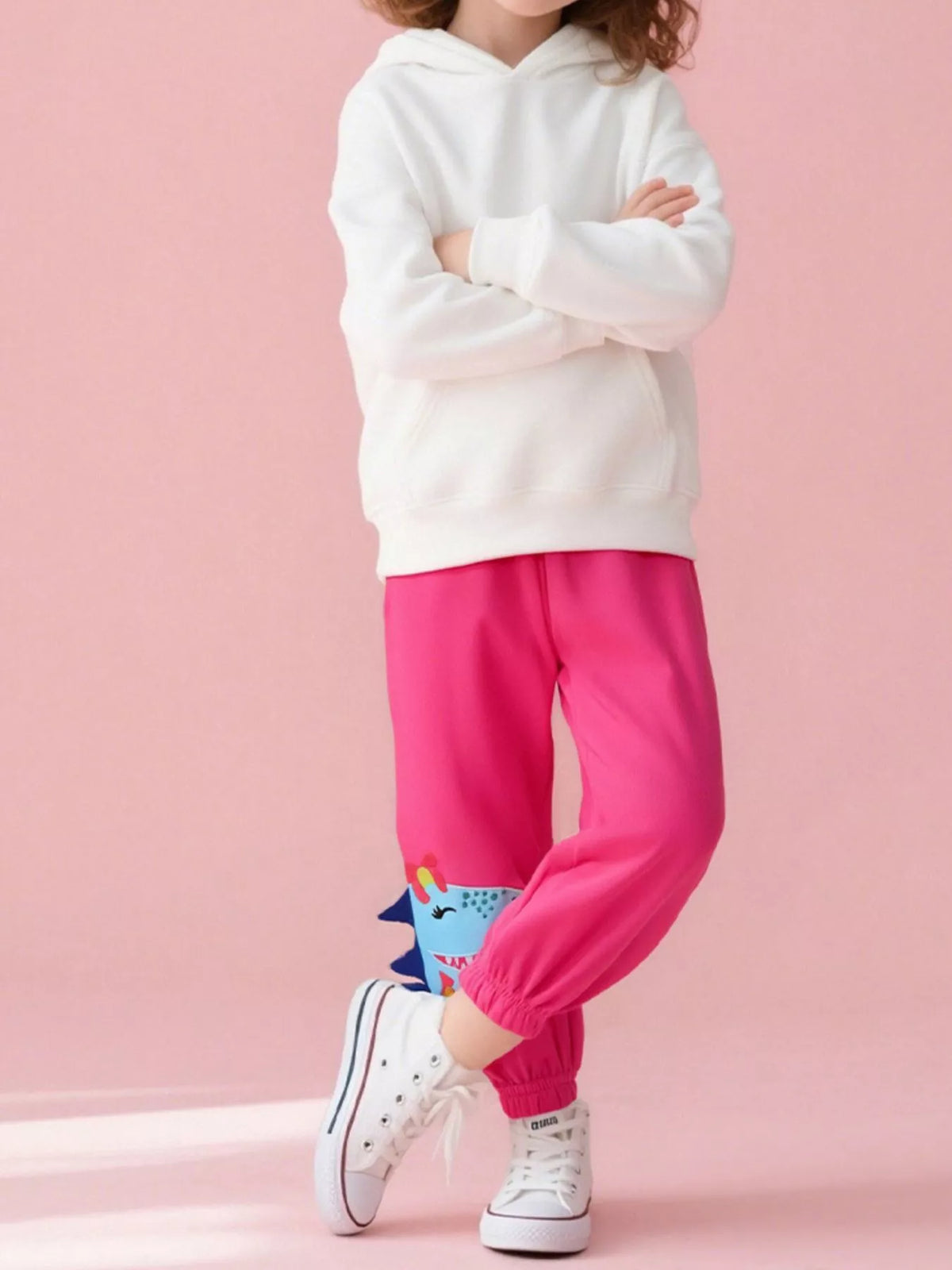 Dinosaur Drawstring Joggers in Strawberry, product view 1