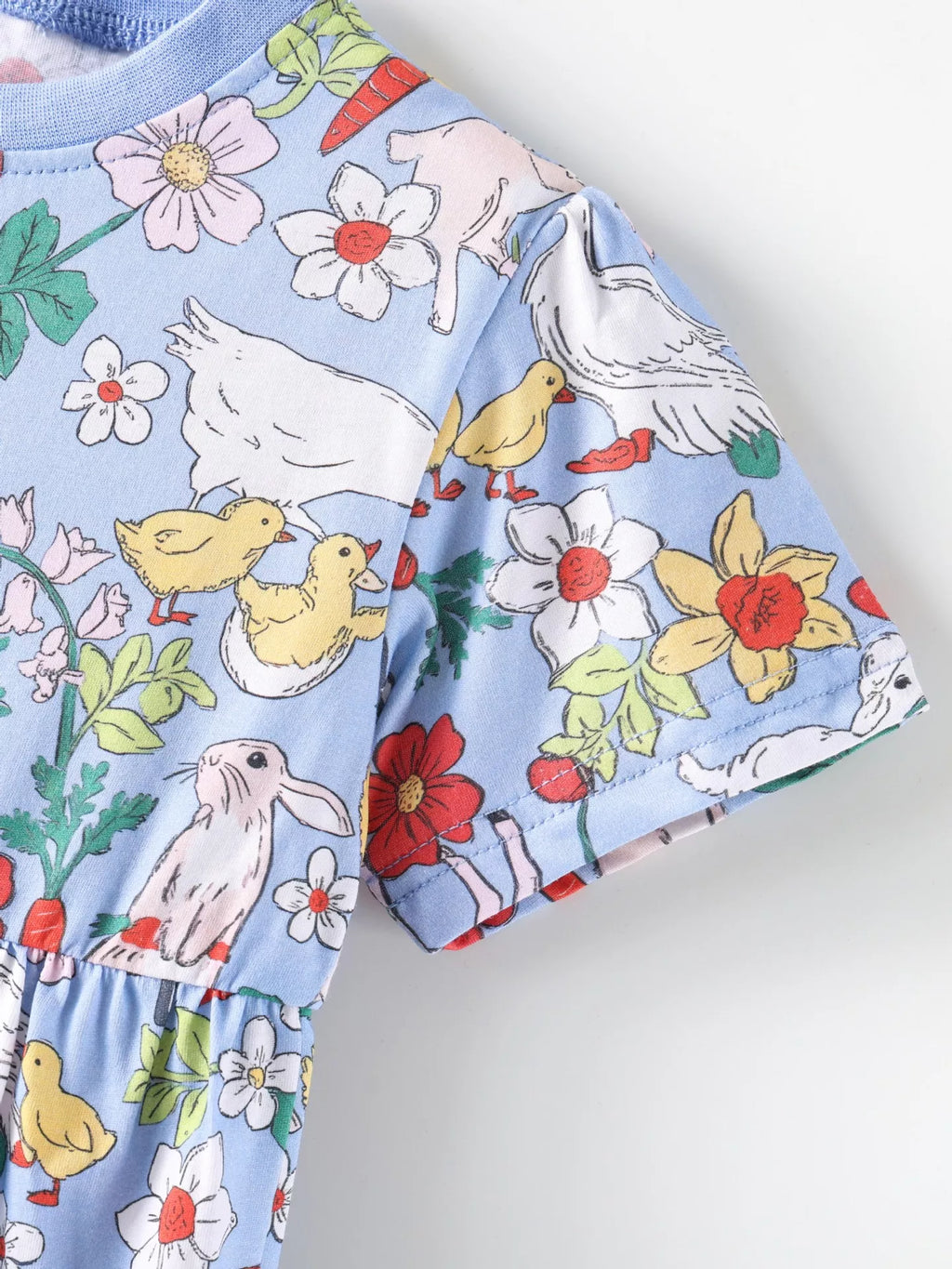 Farm Animal Print Dress in Light Blue, product view 4
