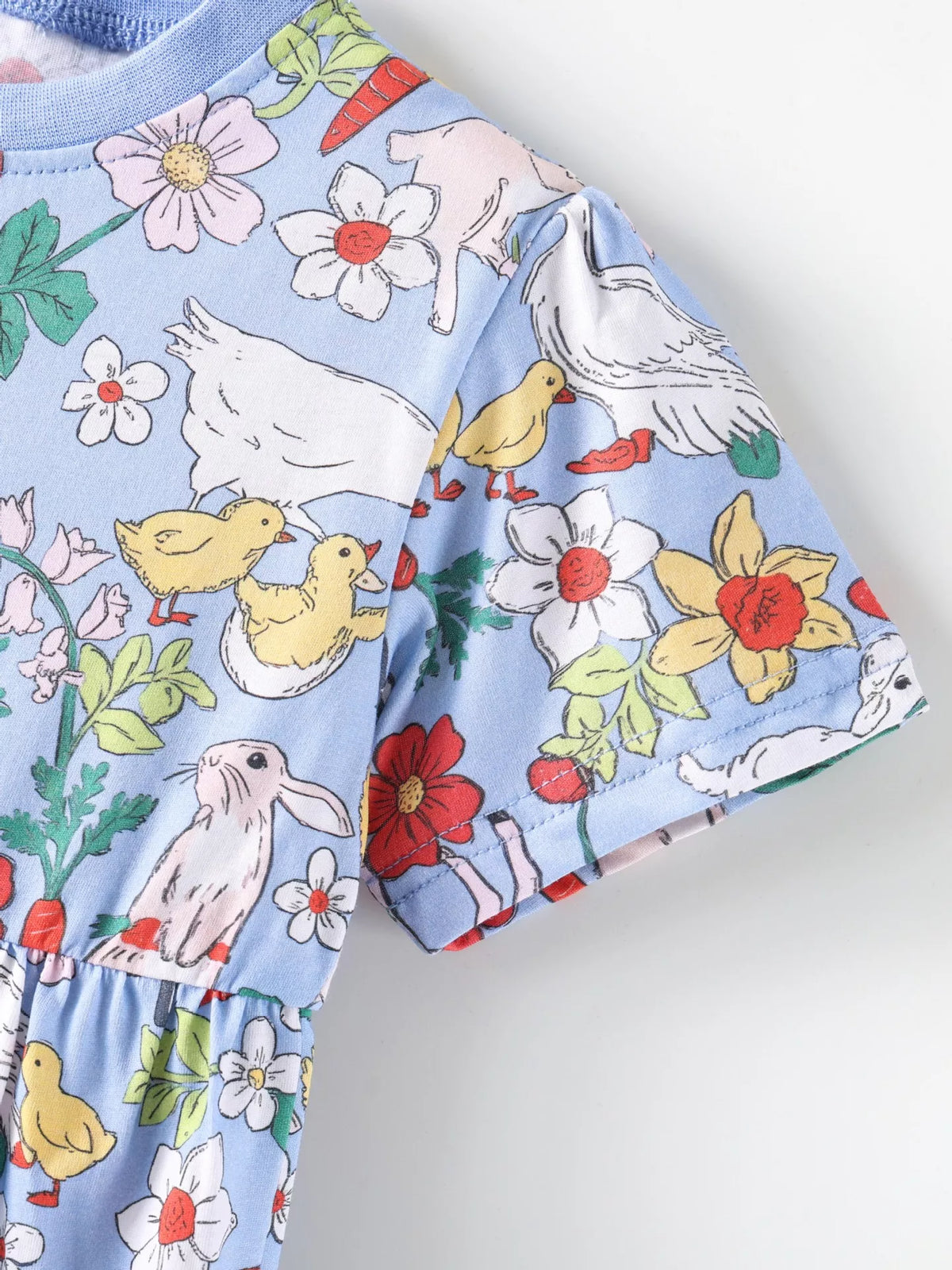 Farm Animal Print Dress in Light Blue, product view 4