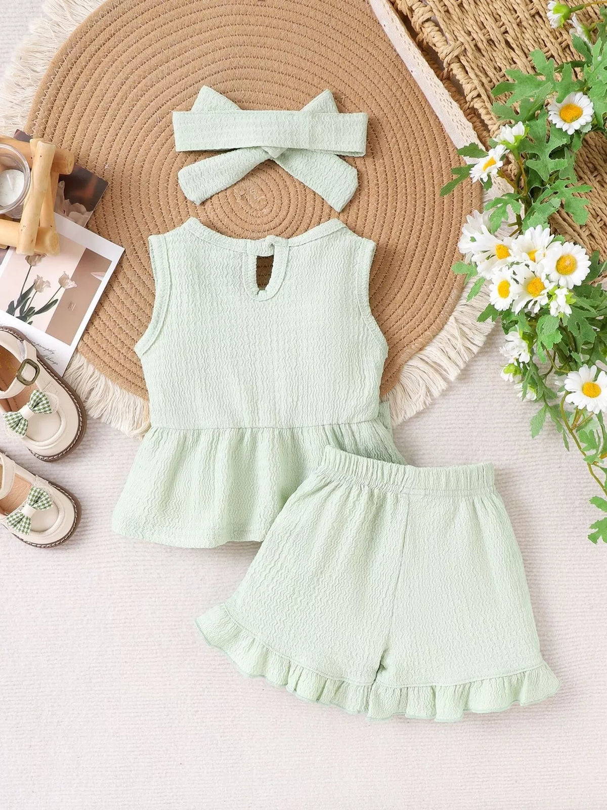 Bow Tank and Shorts Set in Light Green, product view 8