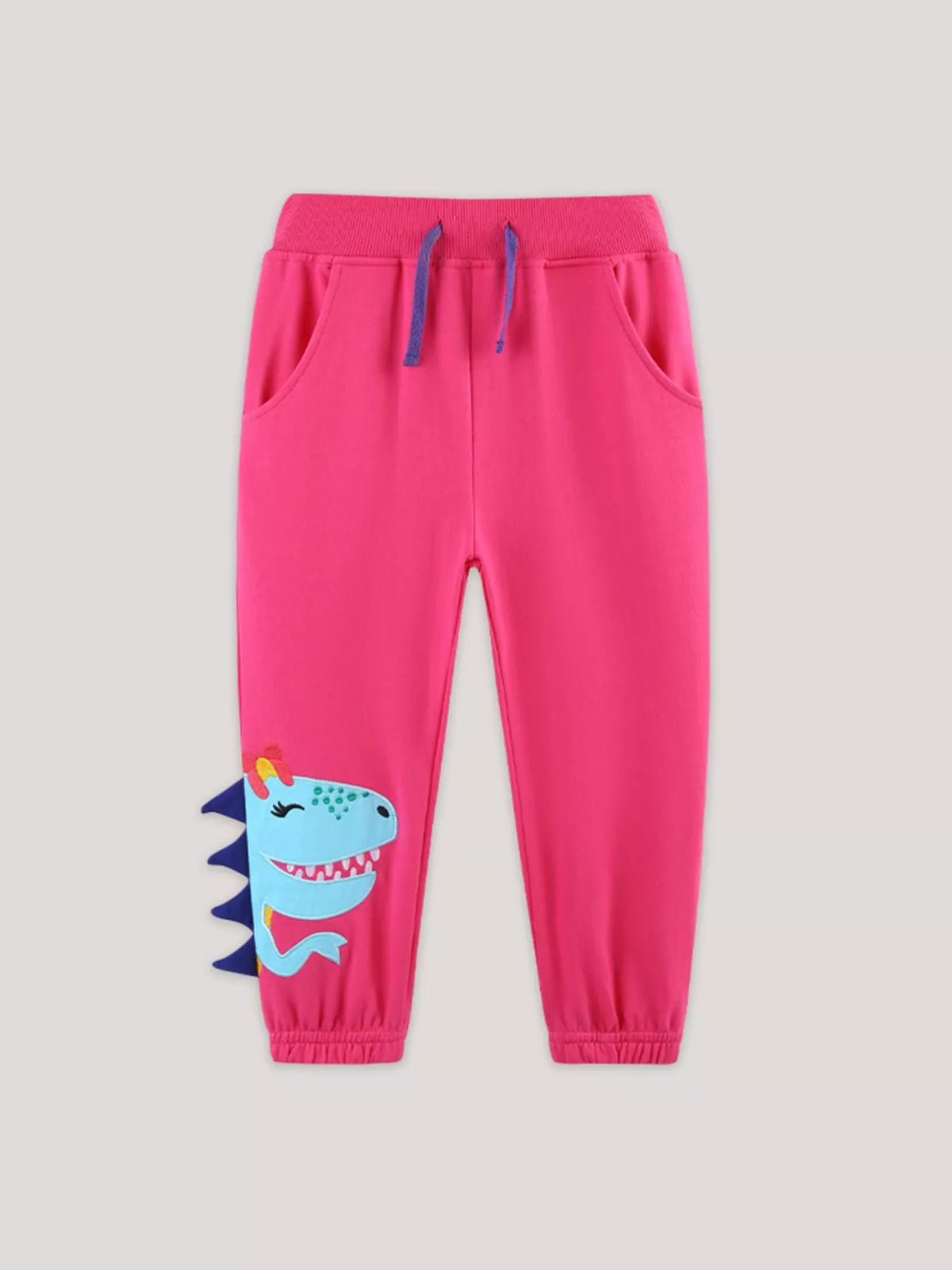 Dinosaur Drawstring Joggers in Strawberry, product view 3