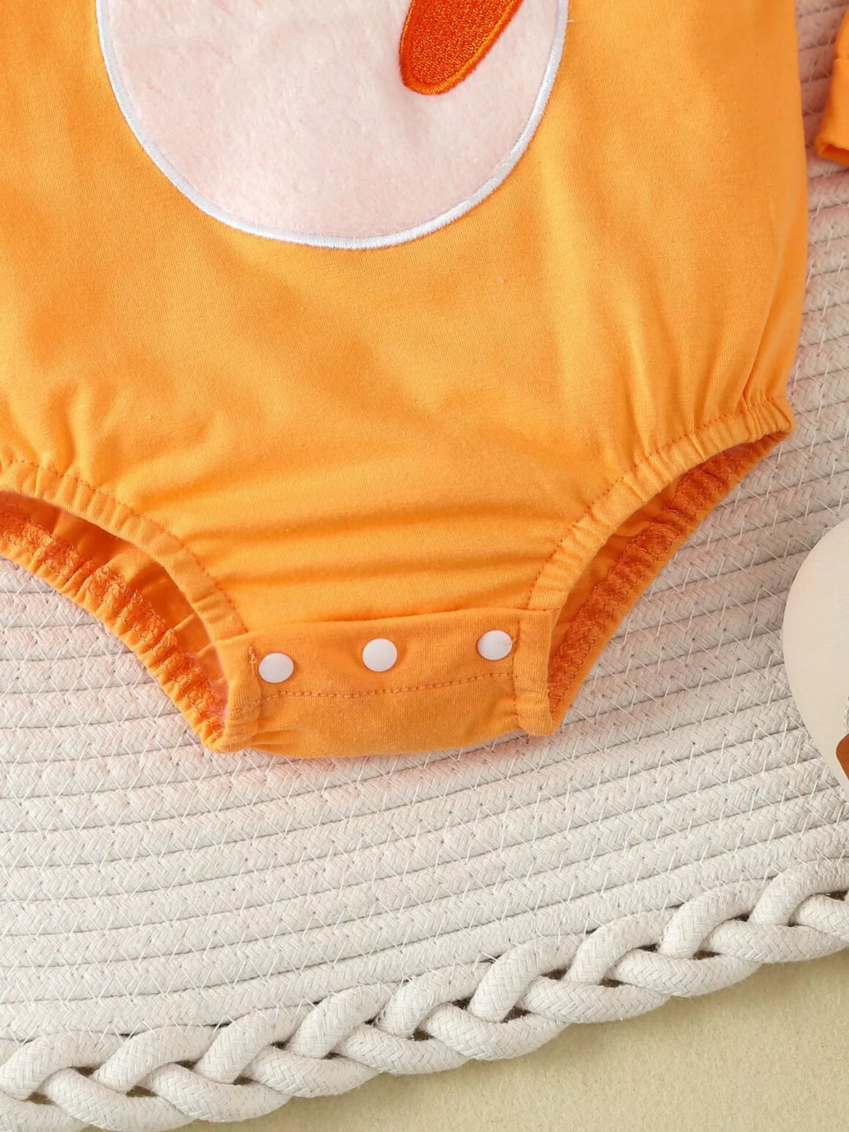 Carrot Embroidered Round Neck One-Piece & Hat Set in Orange, product view 5