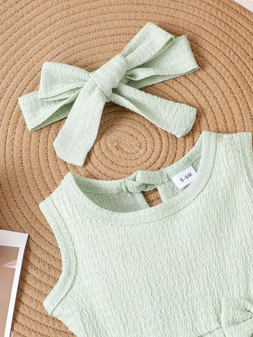 Bow Tank and Shorts Set in Light Green, product view 3