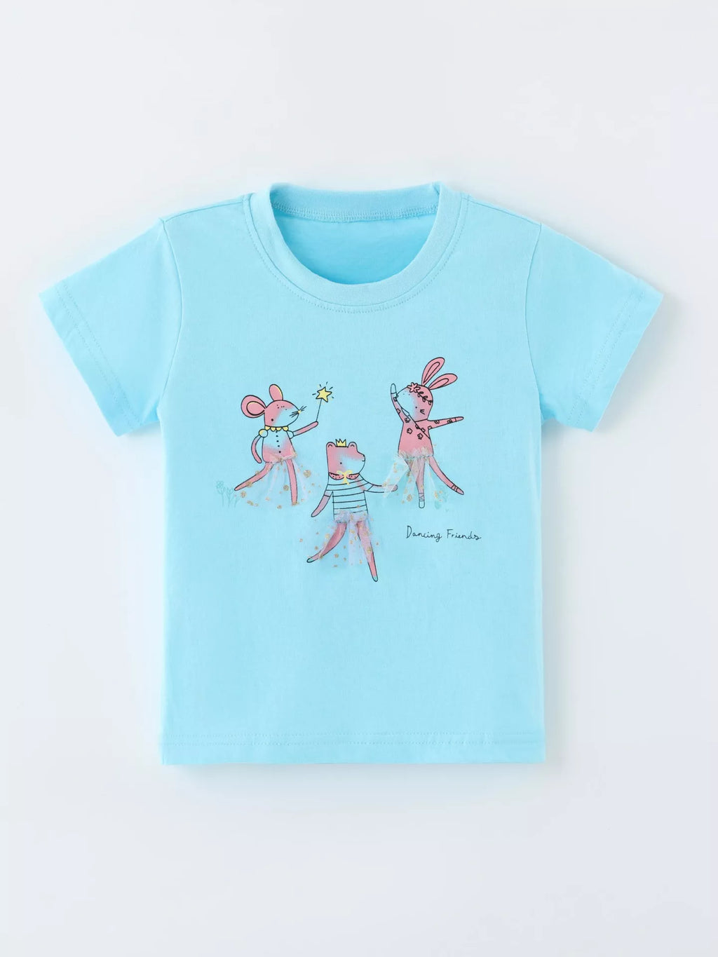 Dancing Friends Graphic T-Shirt in Lake Blue, product view 2