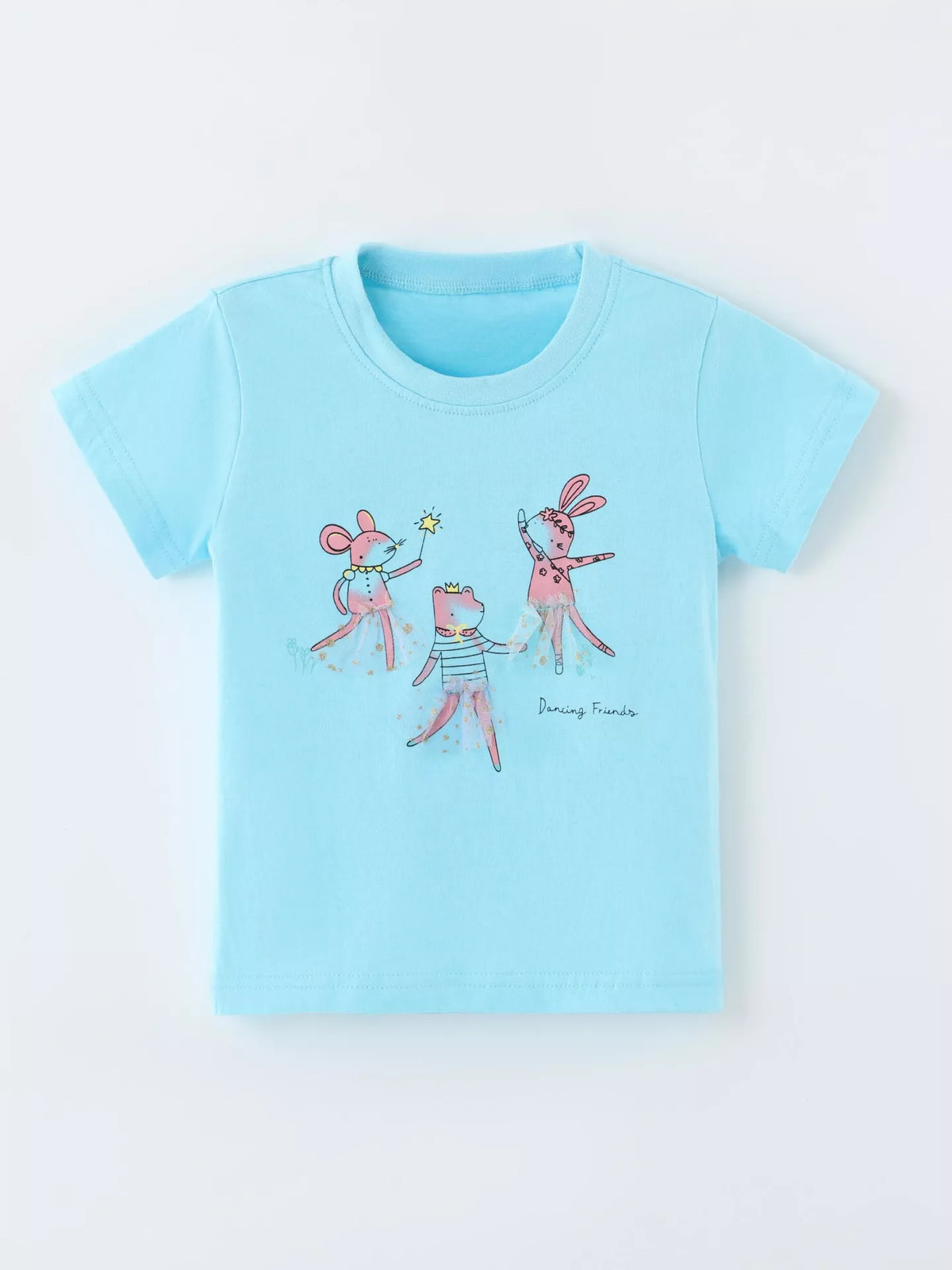 Dancing Friends Graphic T-Shirt in Lake Blue, product view 2