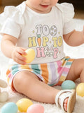 Ruffled Short Sleeve Bodysuit and Shorts Set with Headband in White, product view 1