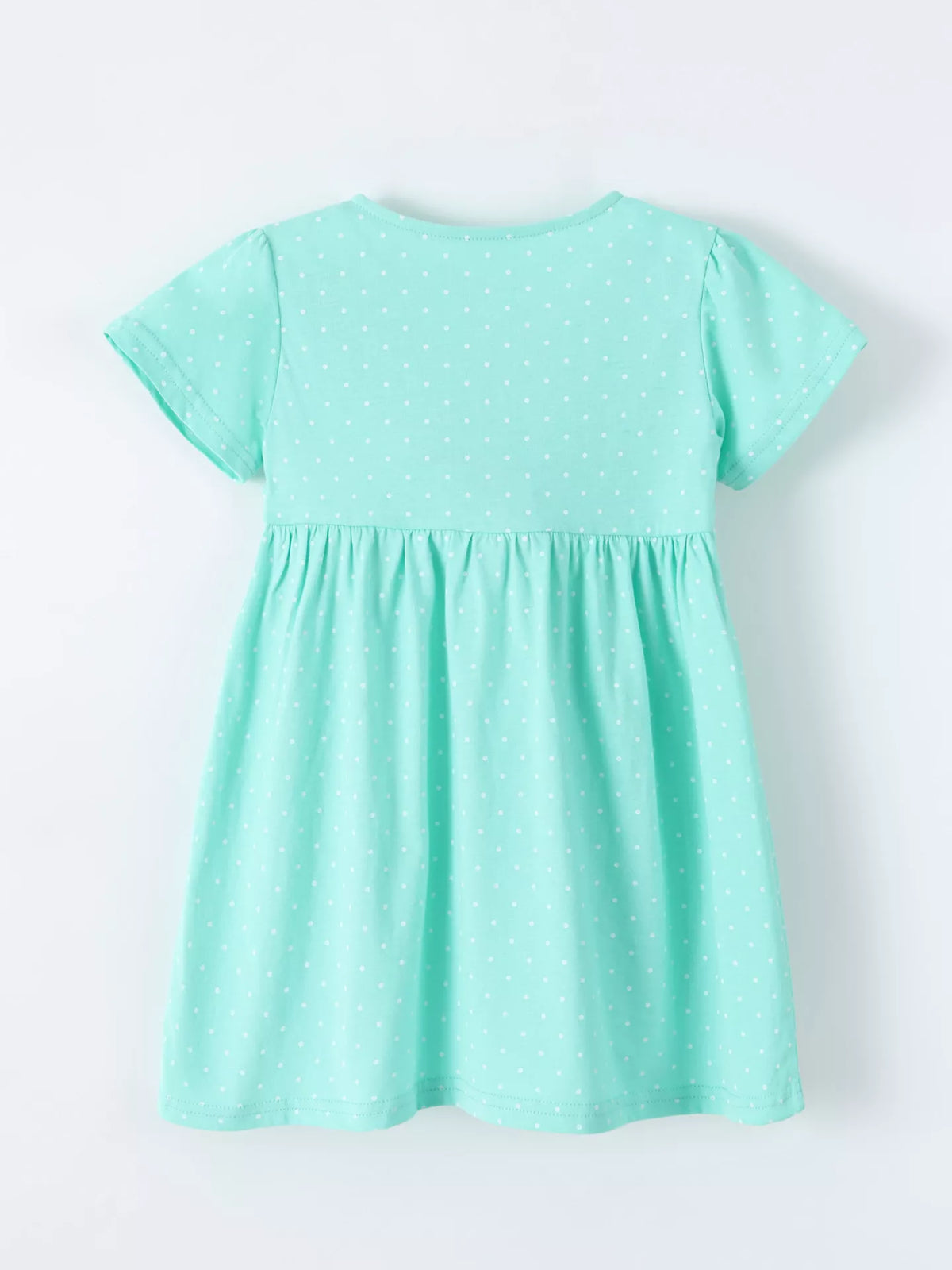 Bunny Print Button Detail Dress in Green, product view 5