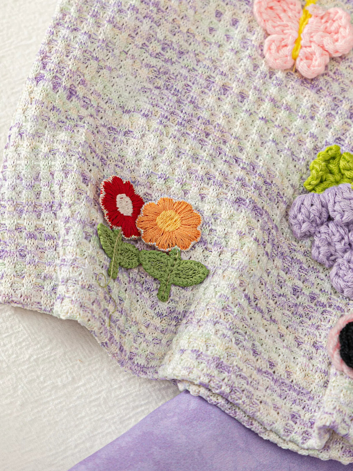 Flower Sleeveless Top and Shorts Set in Light Purple, product view 4