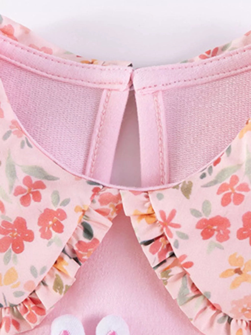 Rabbit Floral Sweatshirt Dress in Blush Pink, product view 3
