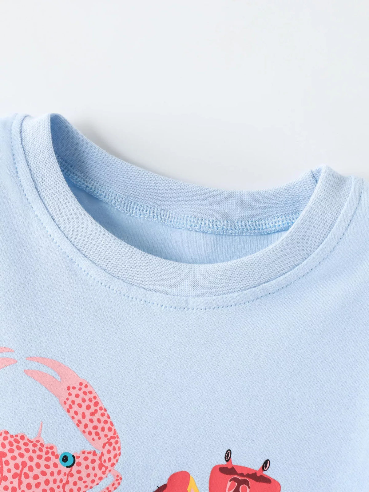 Crab Round Neck T-Shirt in Light Blue, product view 3