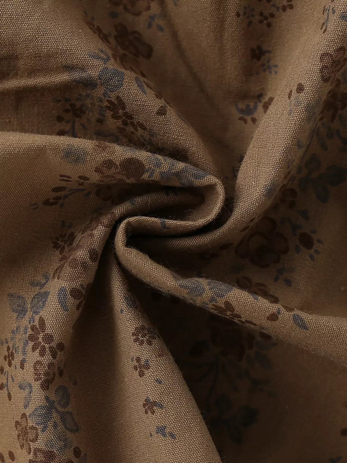 Vintage Floral Puff Sleeve Dress in Brown, product view 4
