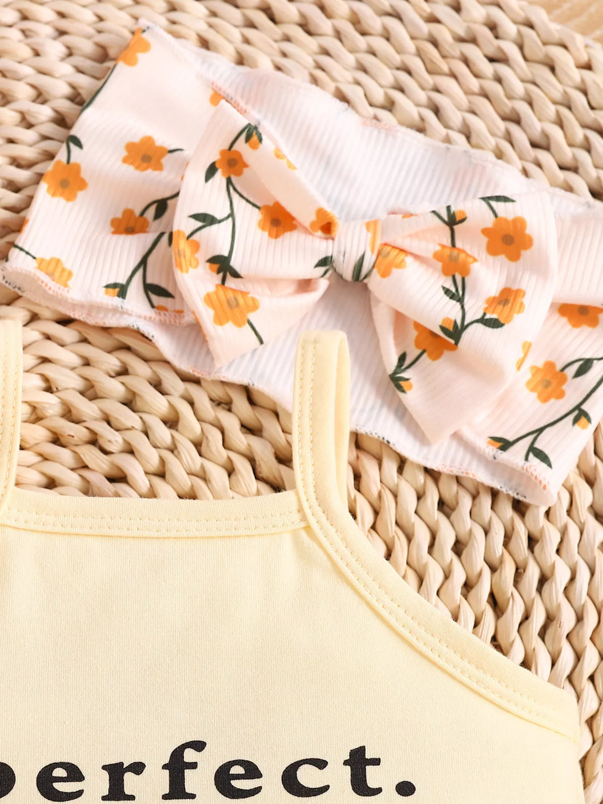 Letter Cami and Shorts Set in Light Yellow, product view 4
