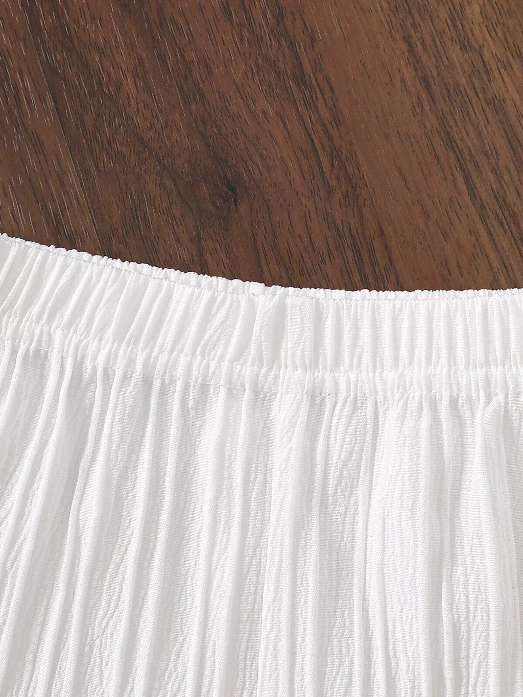 Crochet Trimmed Top and Pants Set in White, product view 5