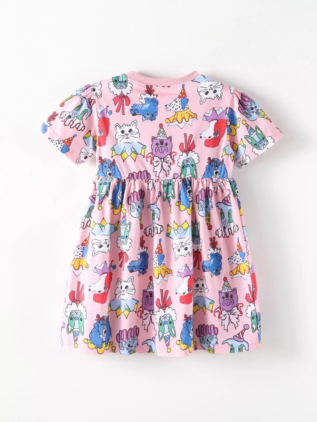 Cartoon Print Short Sleeve Dress in Pink, product view 6
