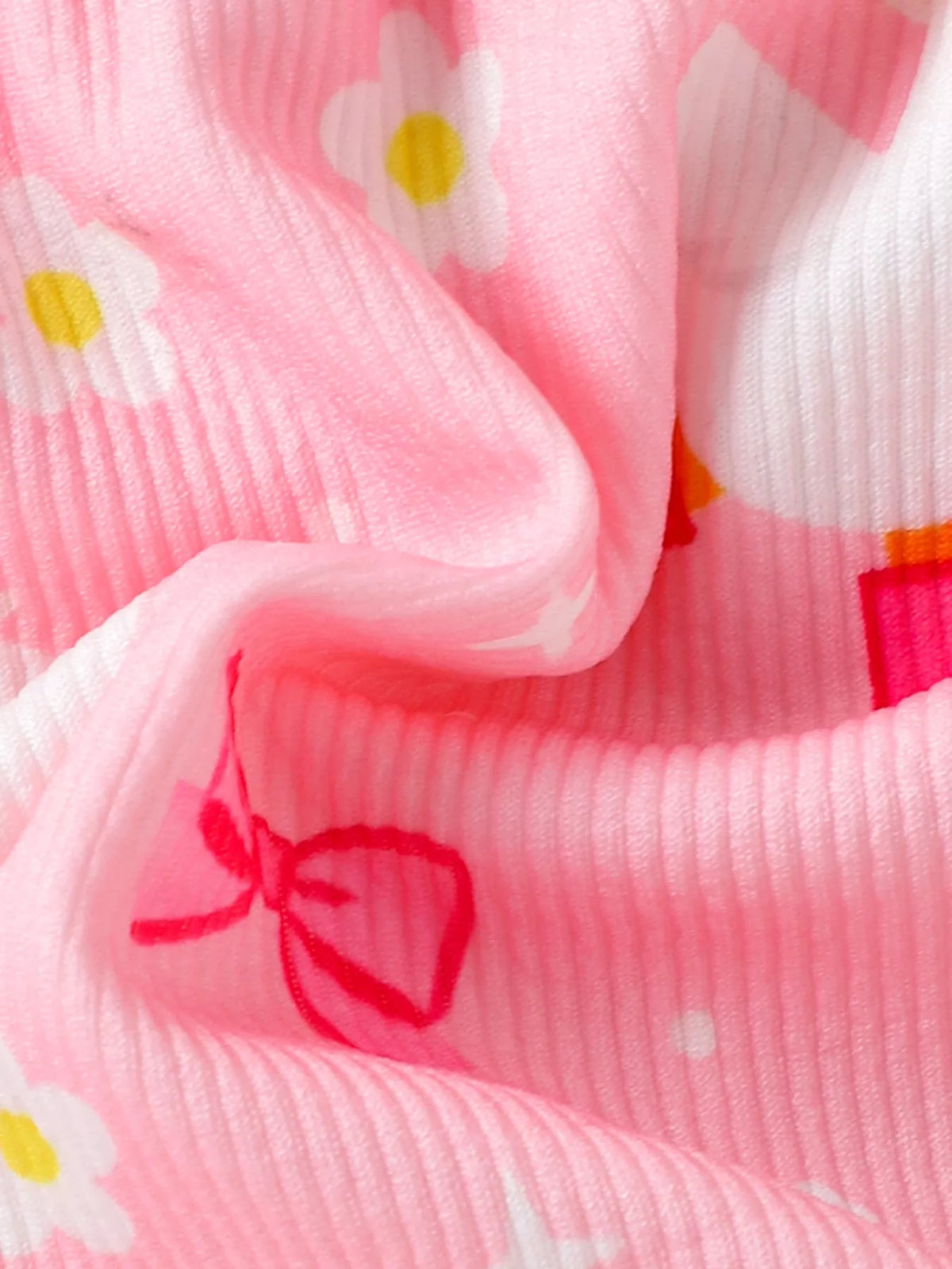 Bow Duck Print Romper with Headband in Pink, product view 5
