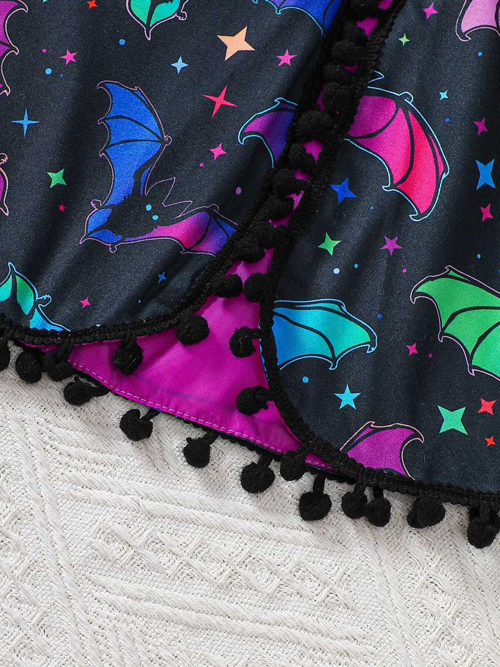 Halloween Bat Print Hooded Cape and Tulle Dress Set in Purple, product view 8
