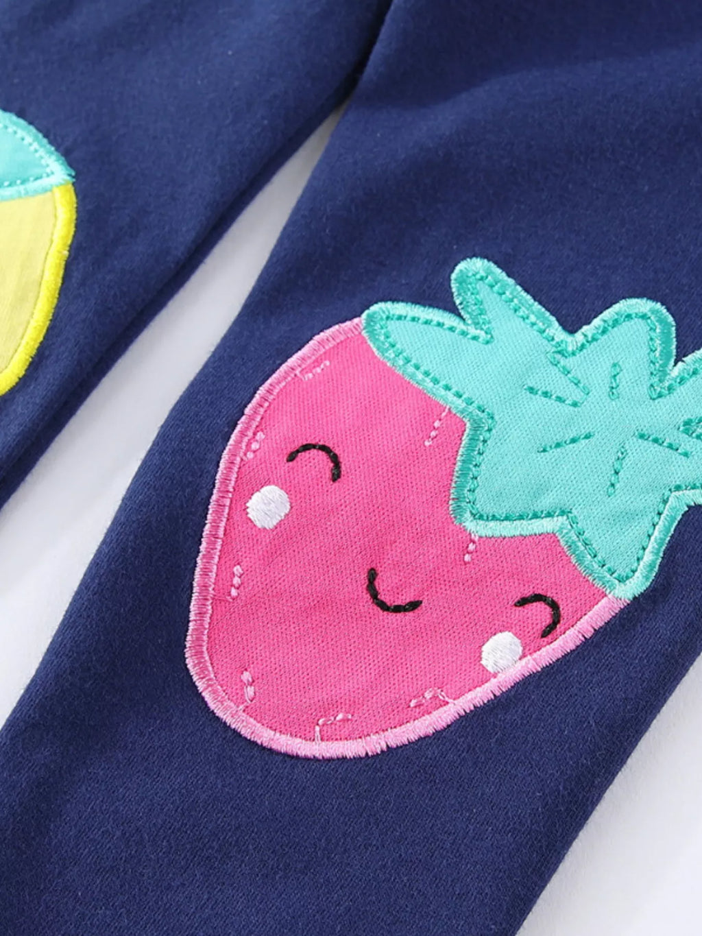 Fruit Applique Knit Leggings in Dark Navy, product view 4