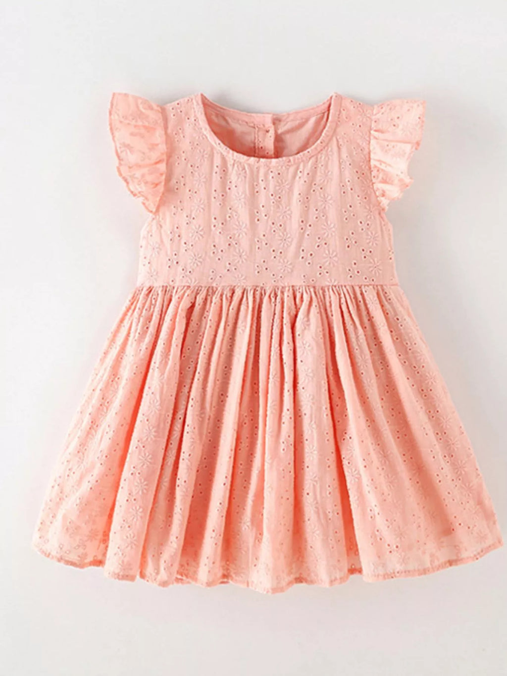 Eyelet Flutter Sleeve Dress in Pale Blush, product view 2