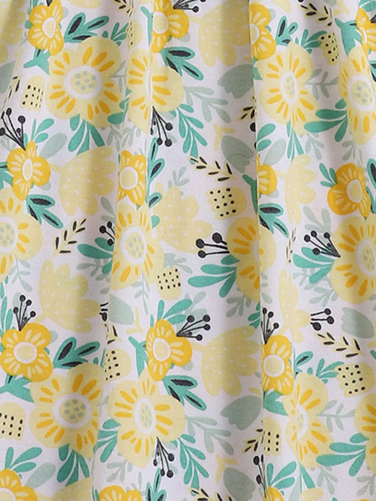 Floral Print Spaghetti Strap Dress in Light Yellow, product view 4
