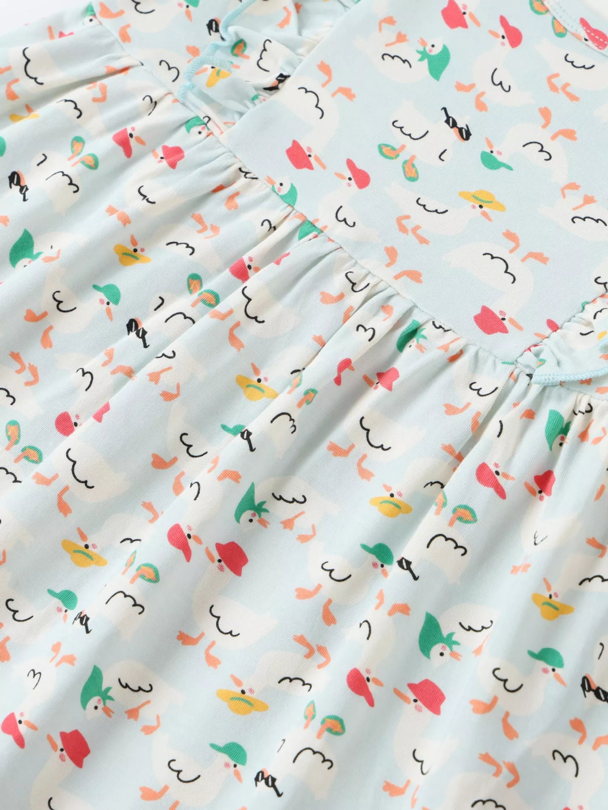 Ruffle Sleeve Cartoon Print Dress in Ivory White, product view 3