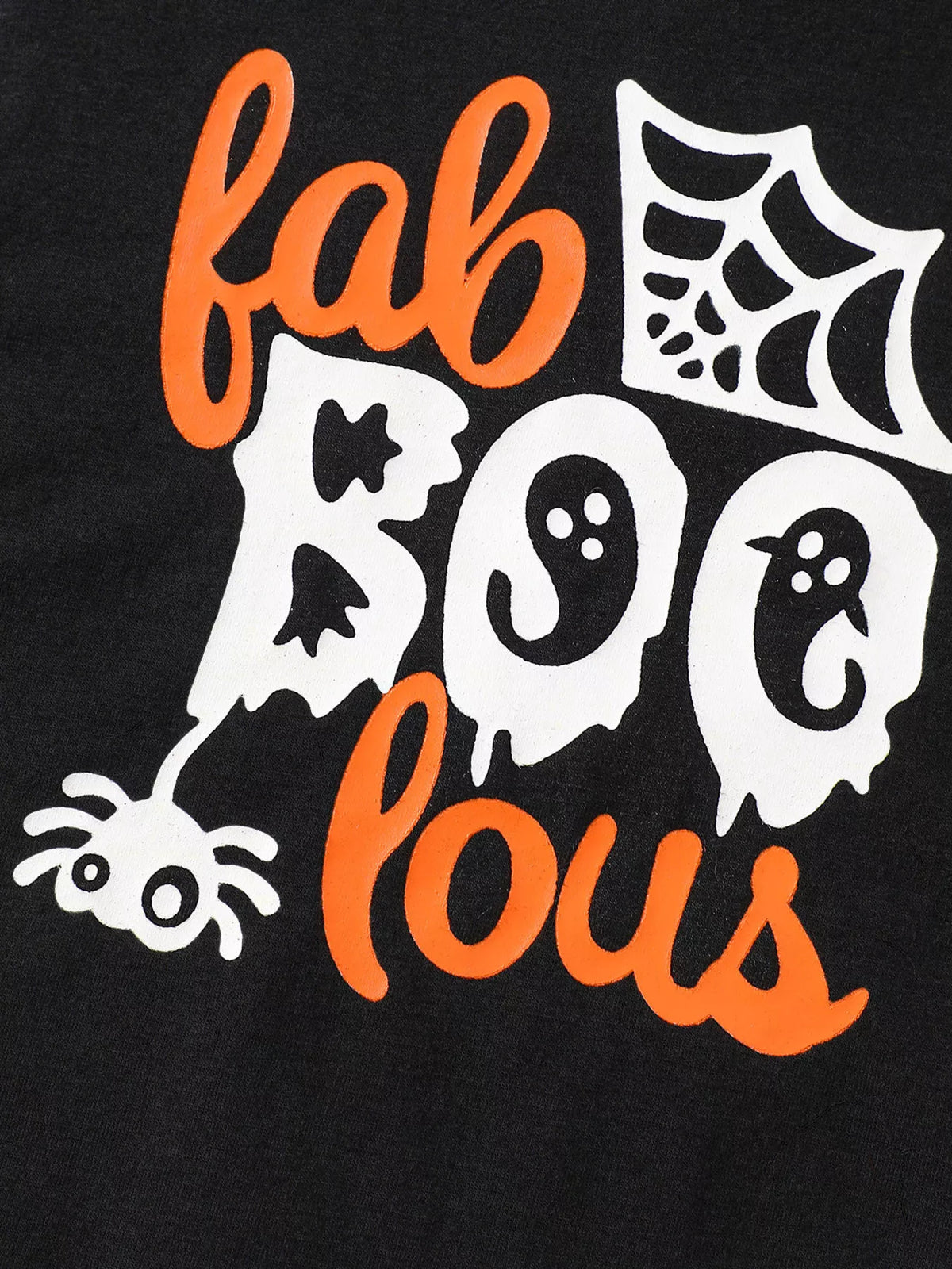 Halloween 'Fab-Boo-Lous' Bat Wing Long Sleeve Top and Tulle Skirt Set in Black, product view 4