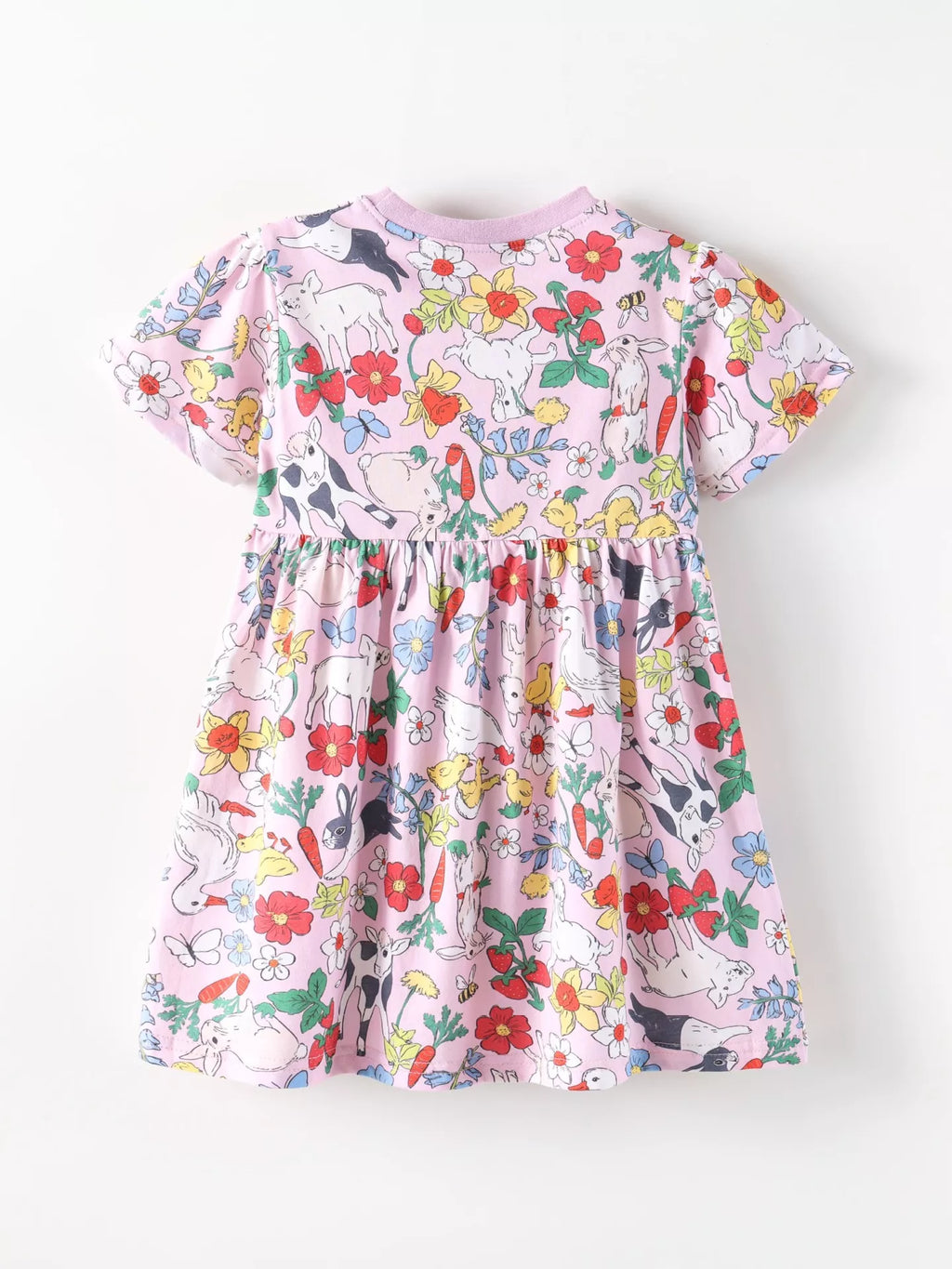 Printed Round Neck Dress in Pink, product view 5