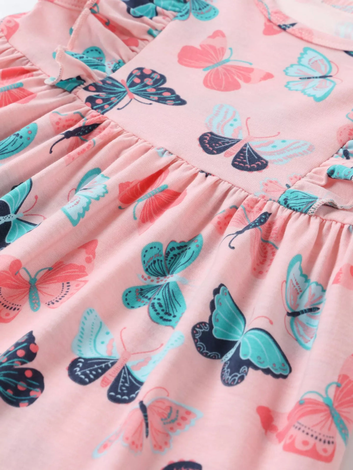 Butterfly Print Ruffle Sleeve Dress in Pink, product view 3