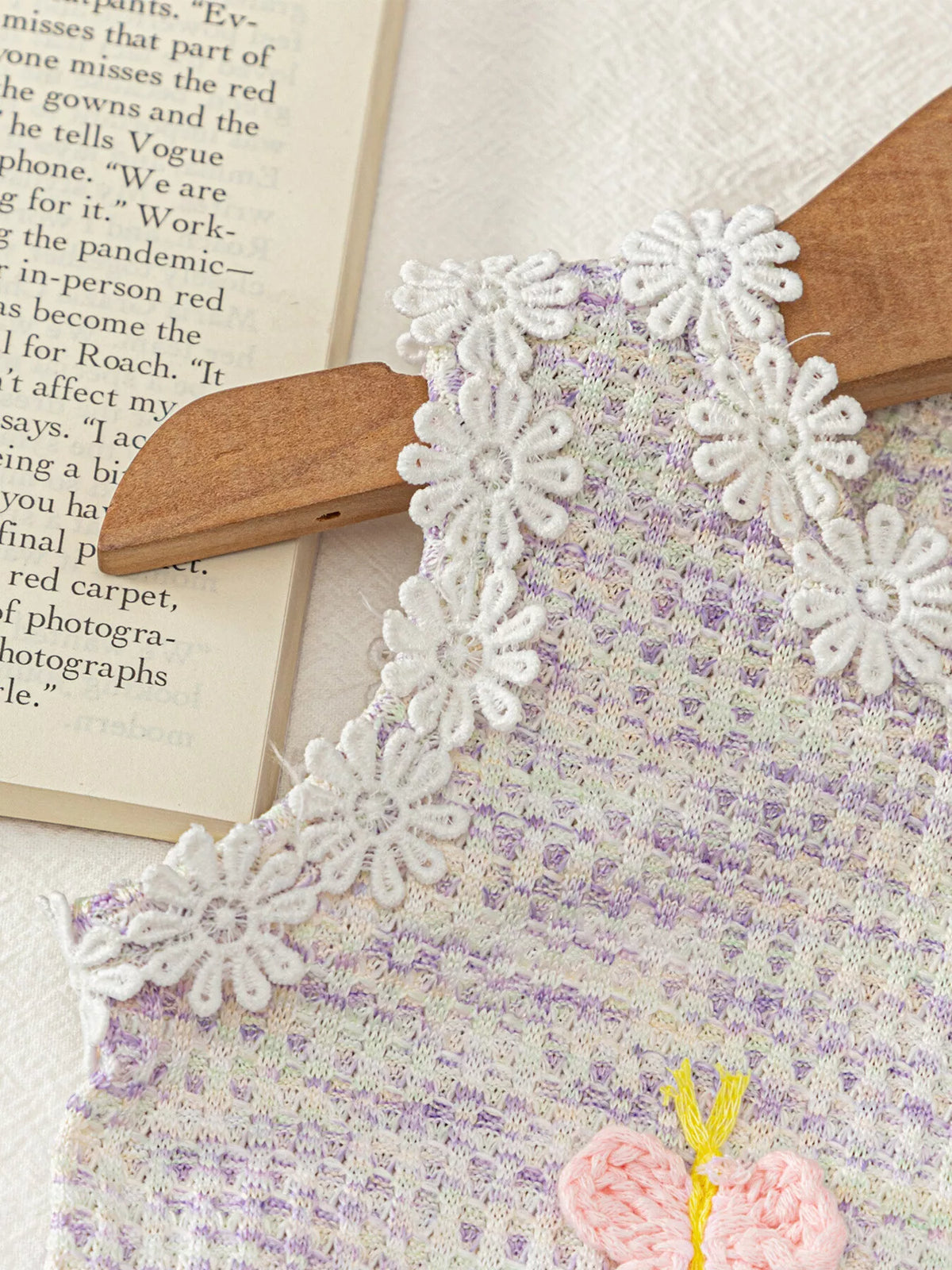 Flower Sleeveless Top and Shorts Set in Light Purple, product view 3