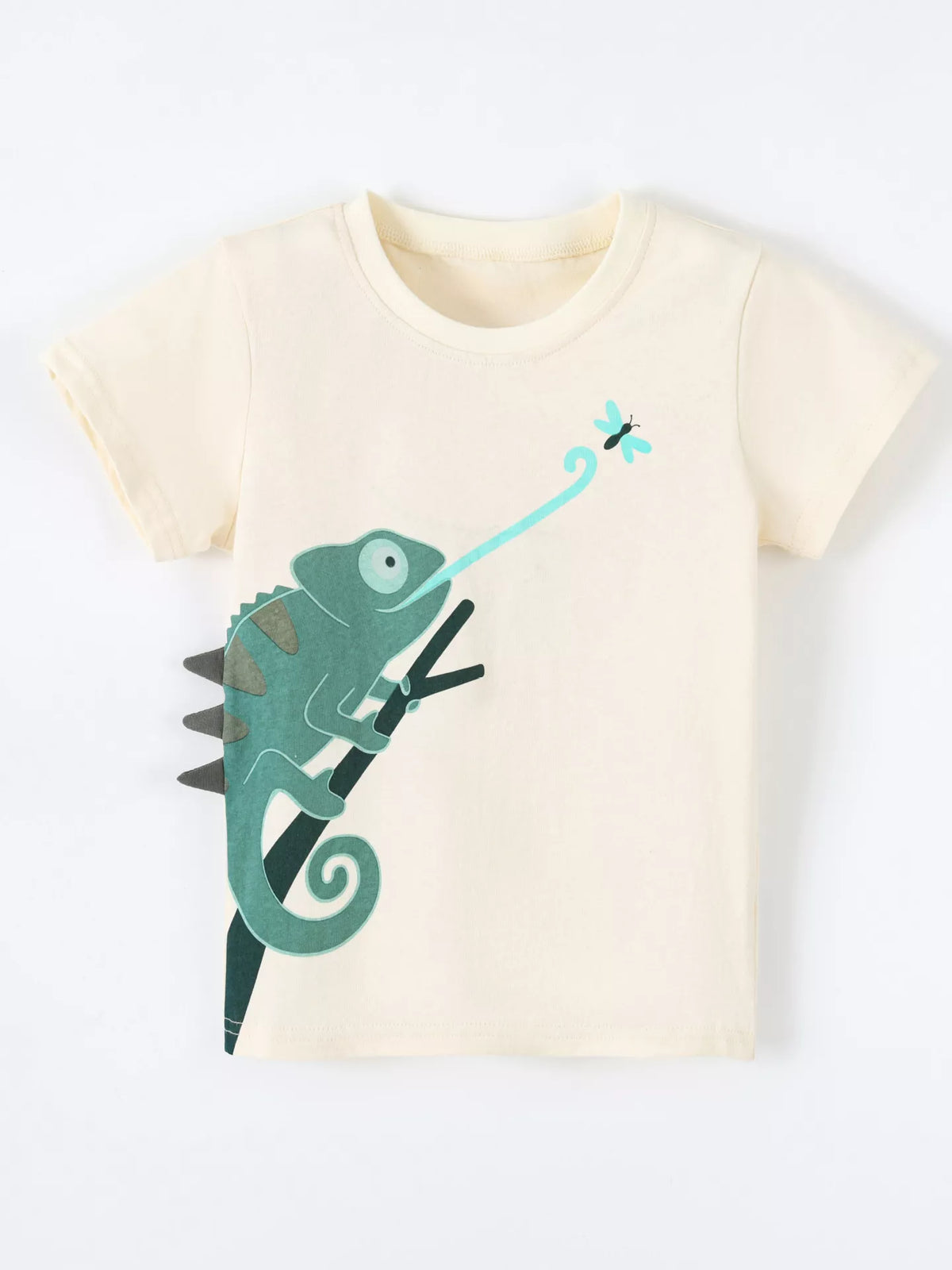 Chameleon Catching Insect Graphic T-Shirt in Gold, product view 2
