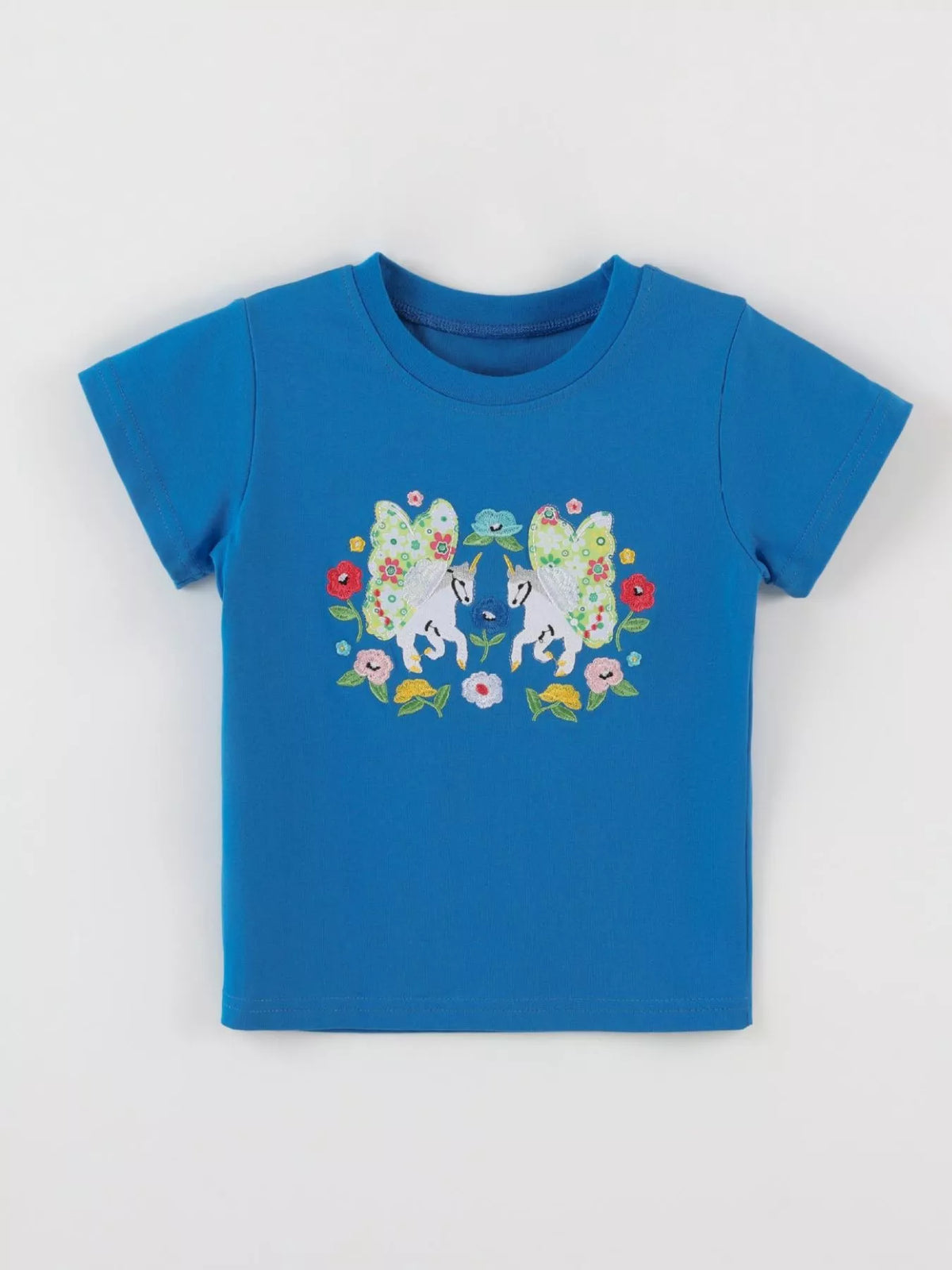 Embroidered Unicorn T-Shirt in Royal Blue, product view 2