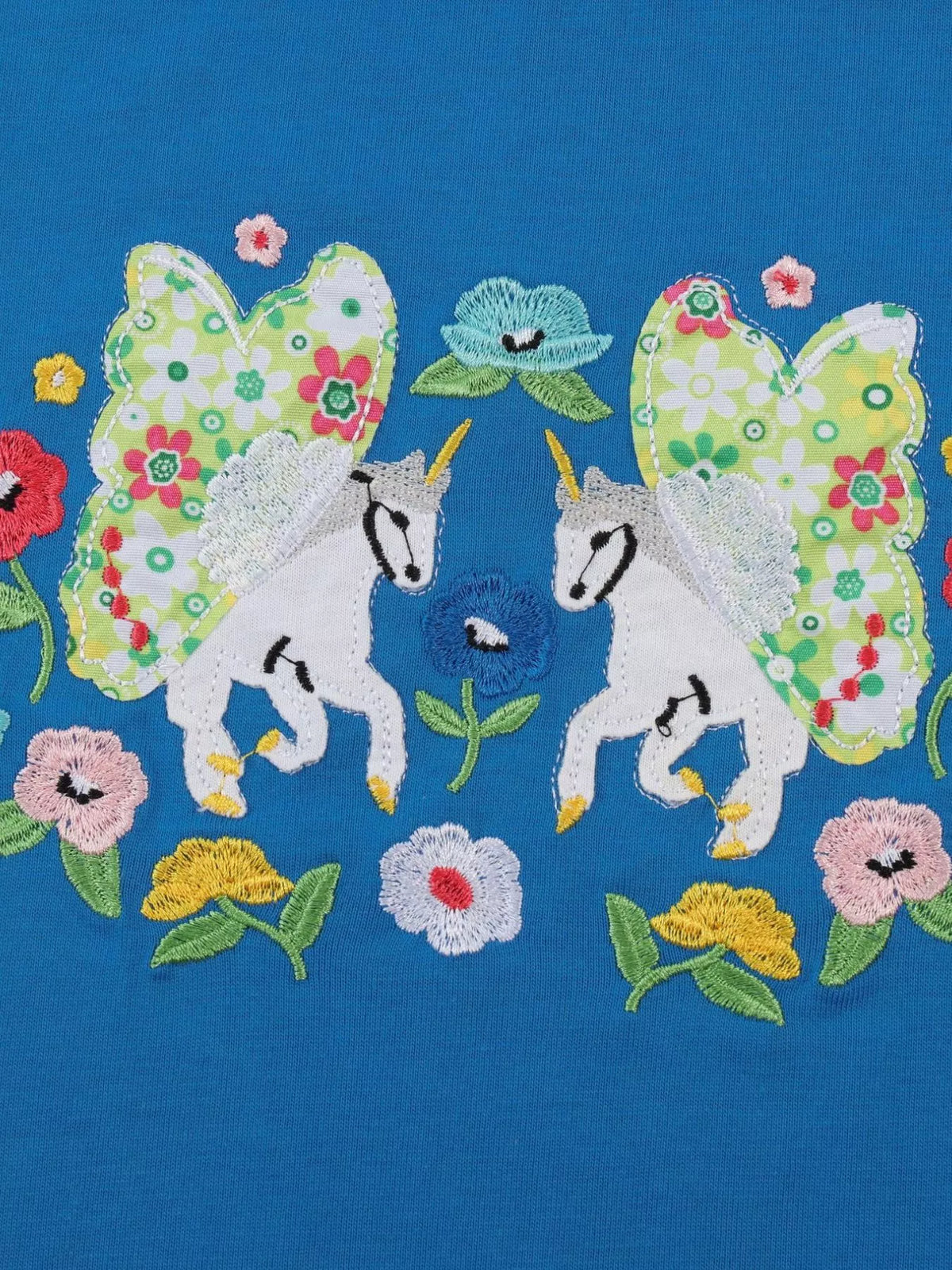 Embroidered Unicorn T-Shirt in Royal Blue, product view 3
