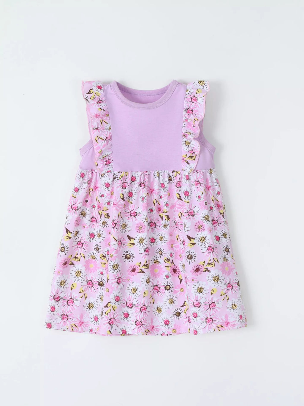 Floral Ruffle Sleeve Dress in Light Purple, product view 2