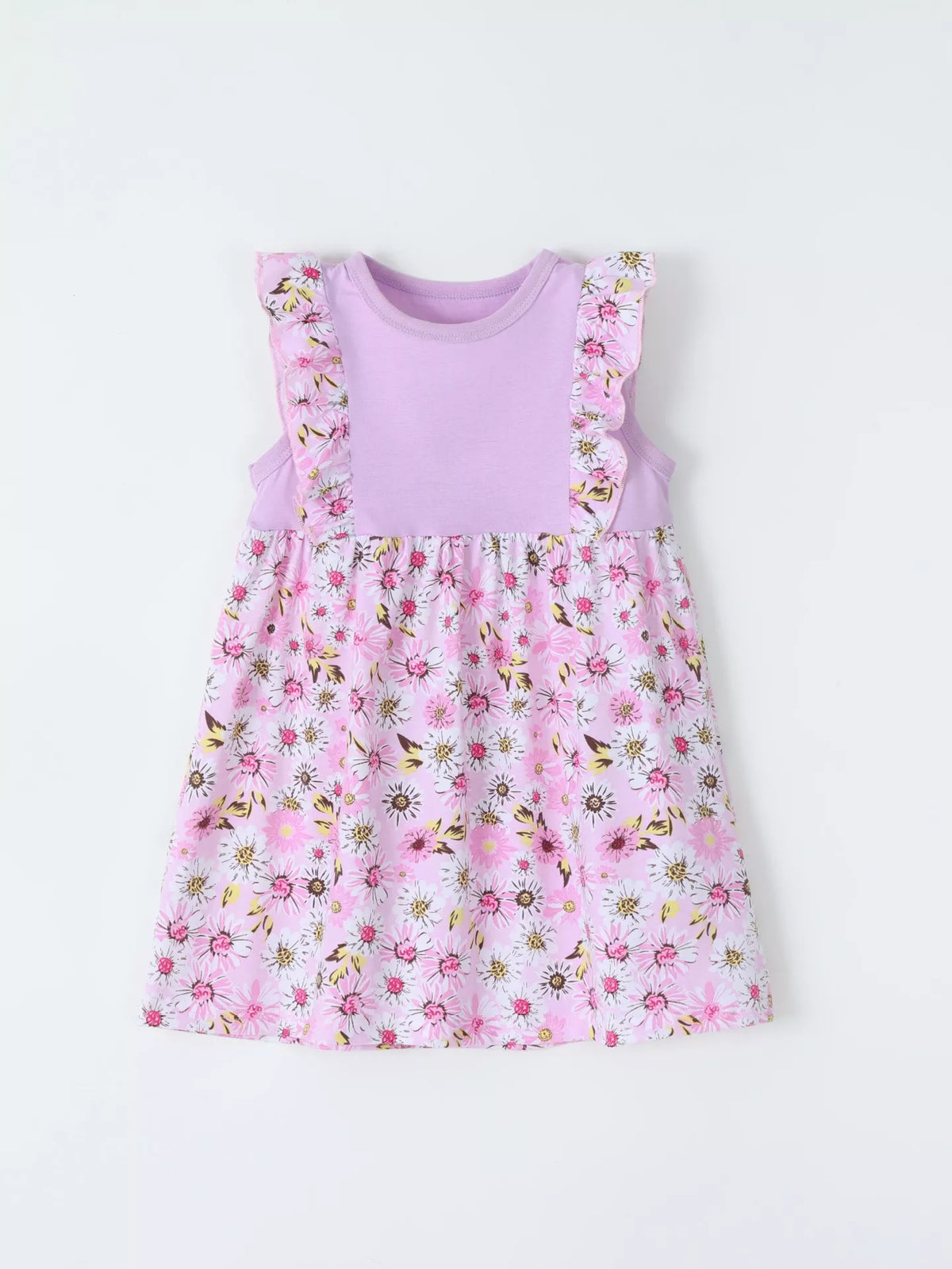 Floral Ruffle Sleeve Dress in Light Purple, product view 2