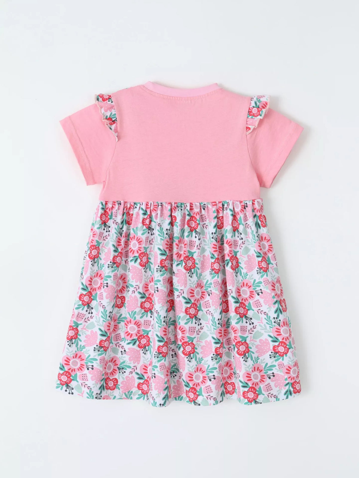 Floral Print Bow Detail Dress in Peach Color, product view 5