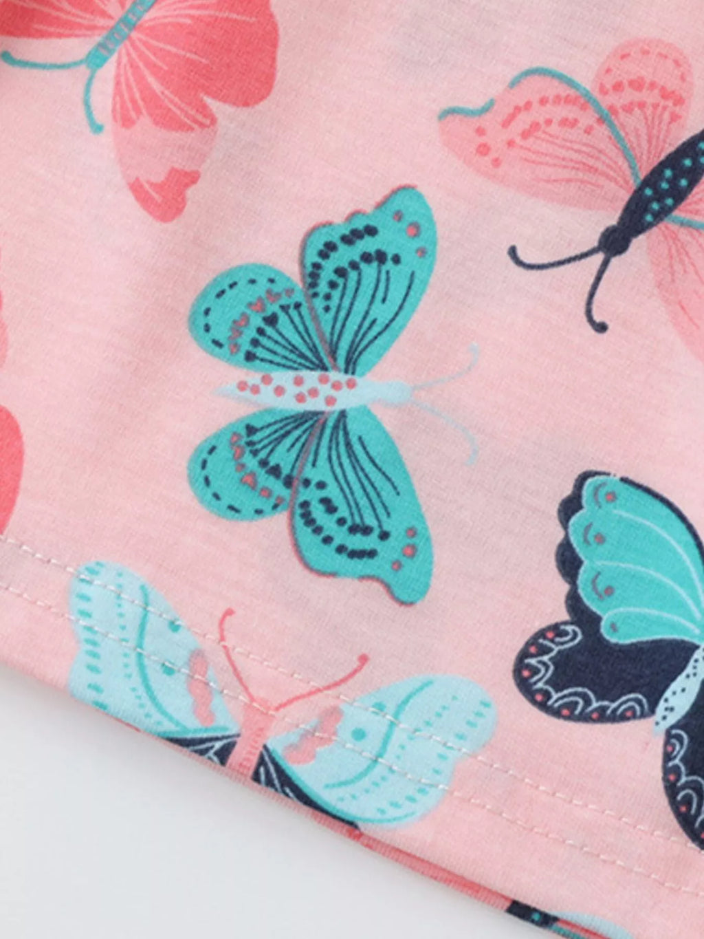 Butterfly Print Ruffle Sleeve Dress in Pink, product view 4