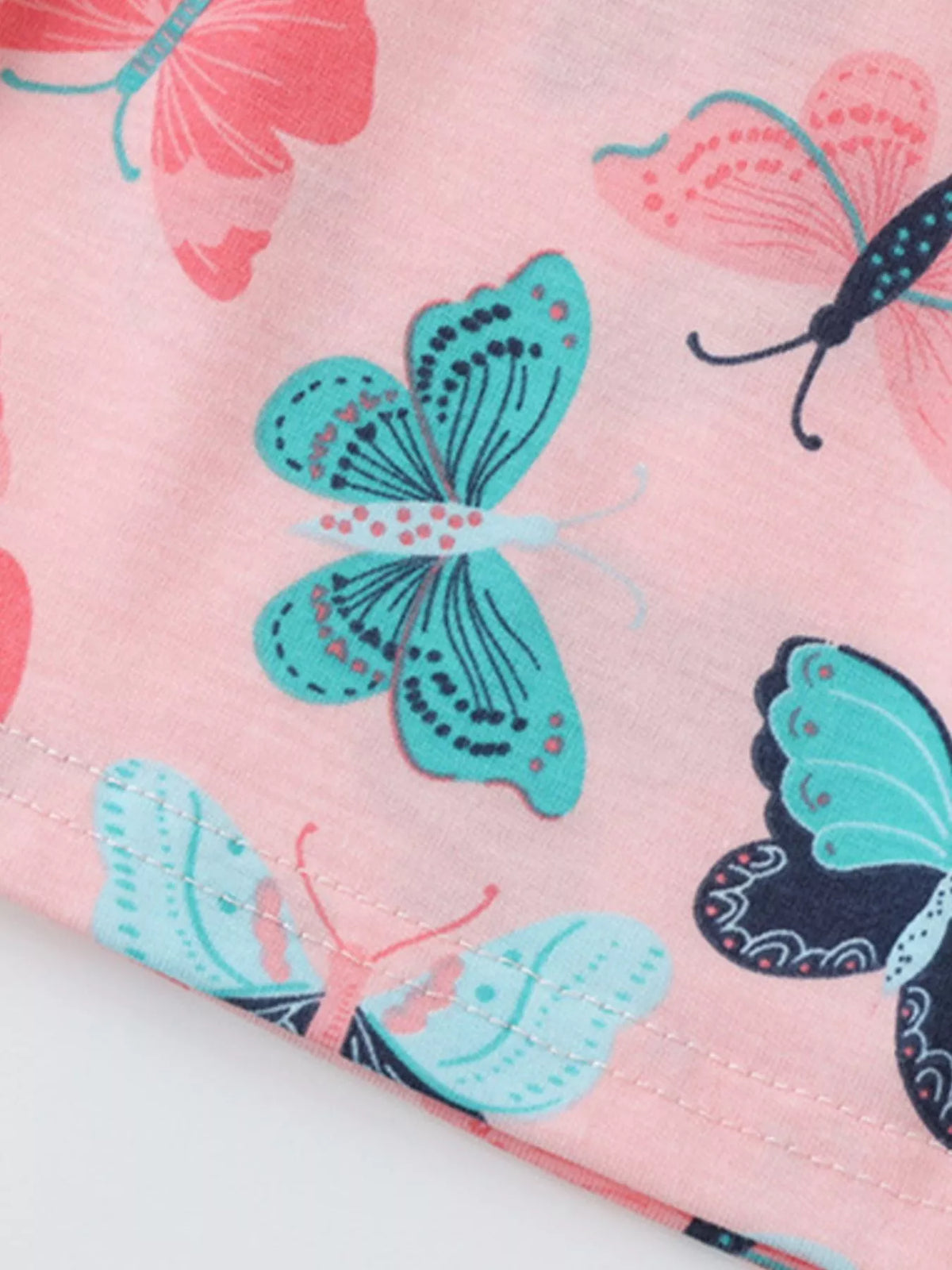 Butterfly Print Ruffle Sleeve Dress in Pink, product view 4