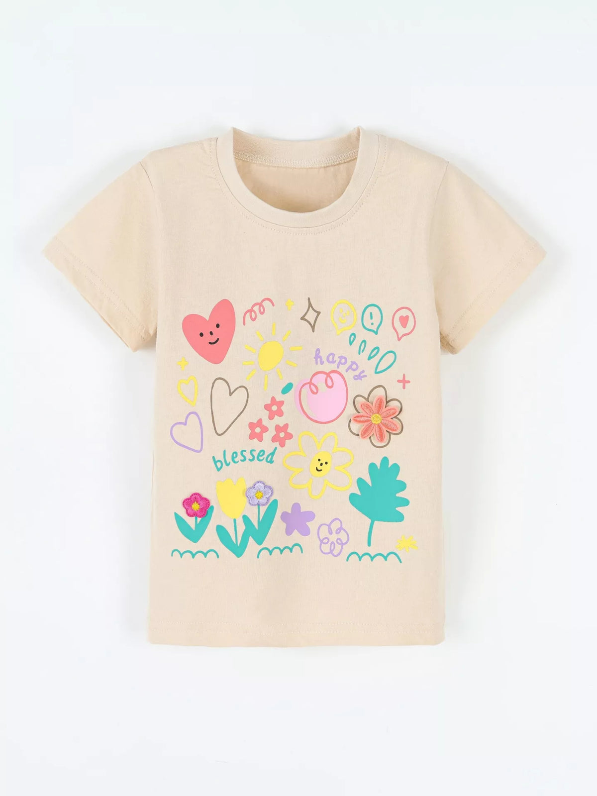 Graphic Short Sleeve T-Shirt in Apricot, product view 2