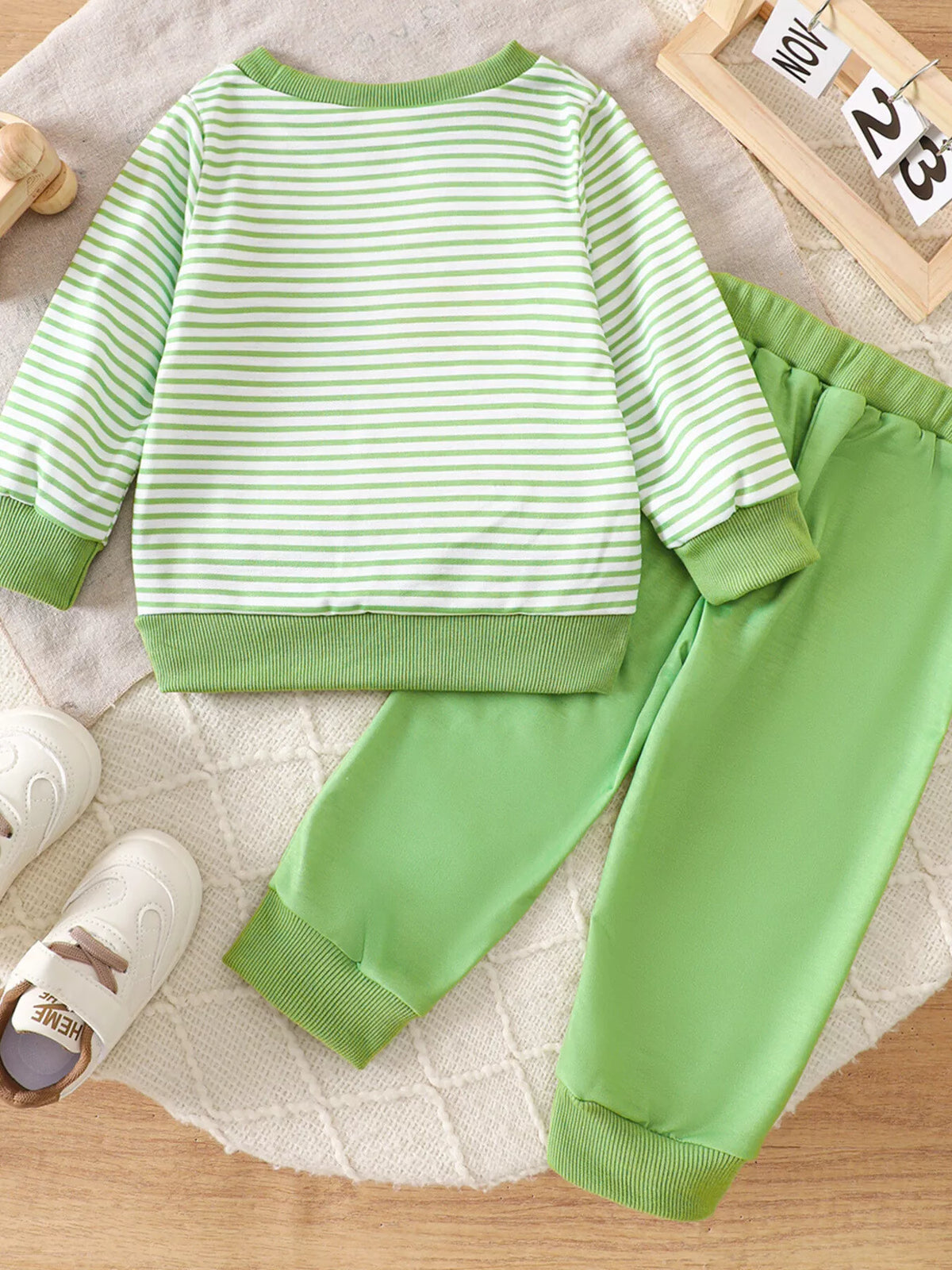 Golf Cart Striped Top and Pants Set in Light Green, product view 7