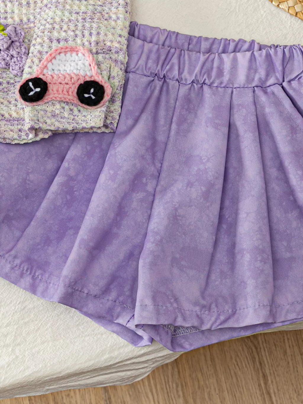 Flower Sleeveless Top and Shorts Set in Light Purple, product view 6