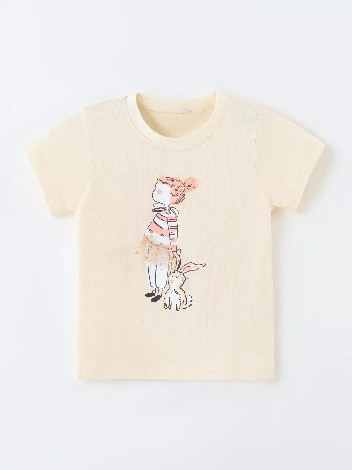 Graphic Round Neck T-Shirt in Cream, product view 2