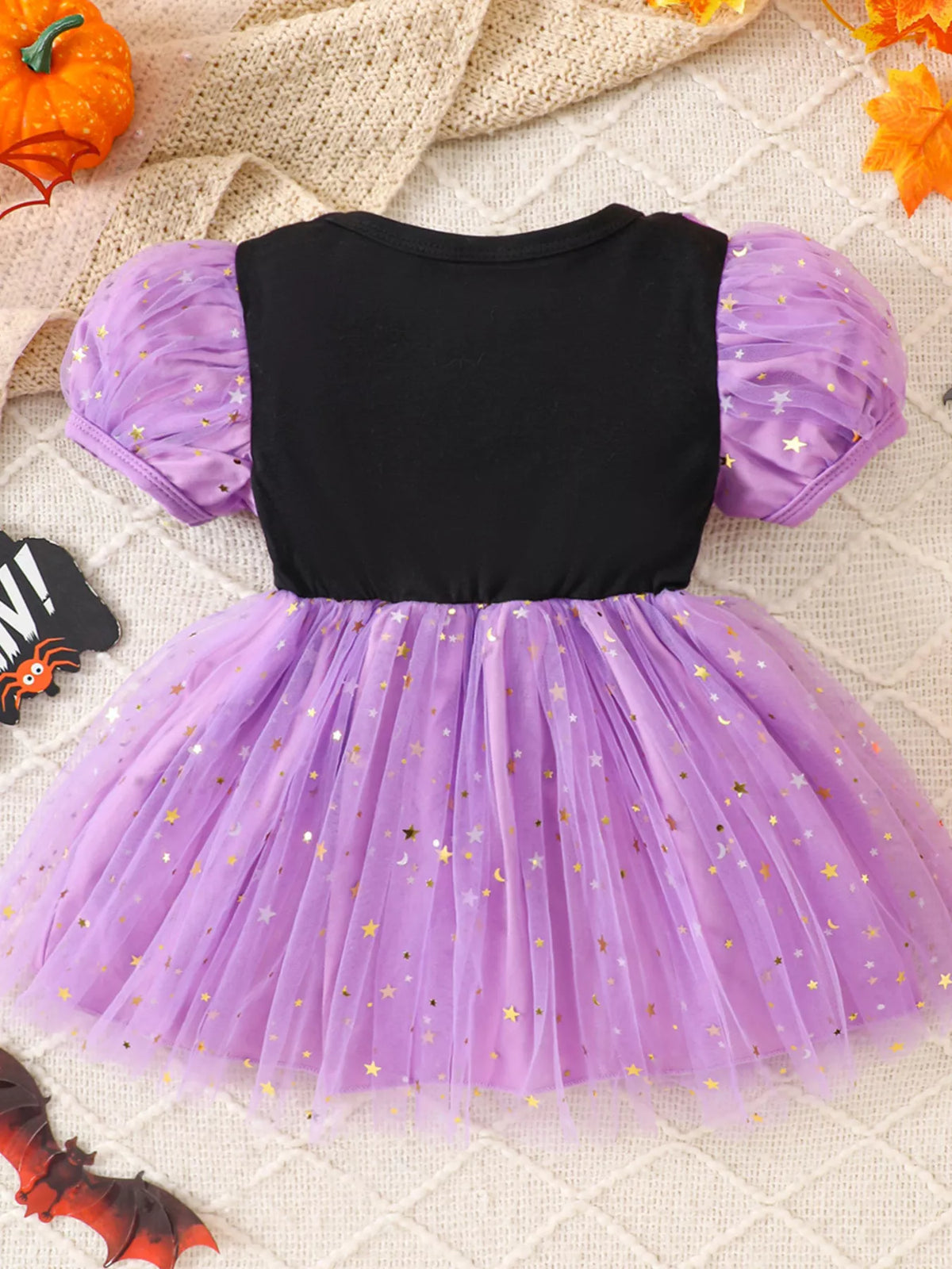 Halloween 'BOO Crew' Ghost Graphic Tulle Tutu Dress in Purple, product view 8