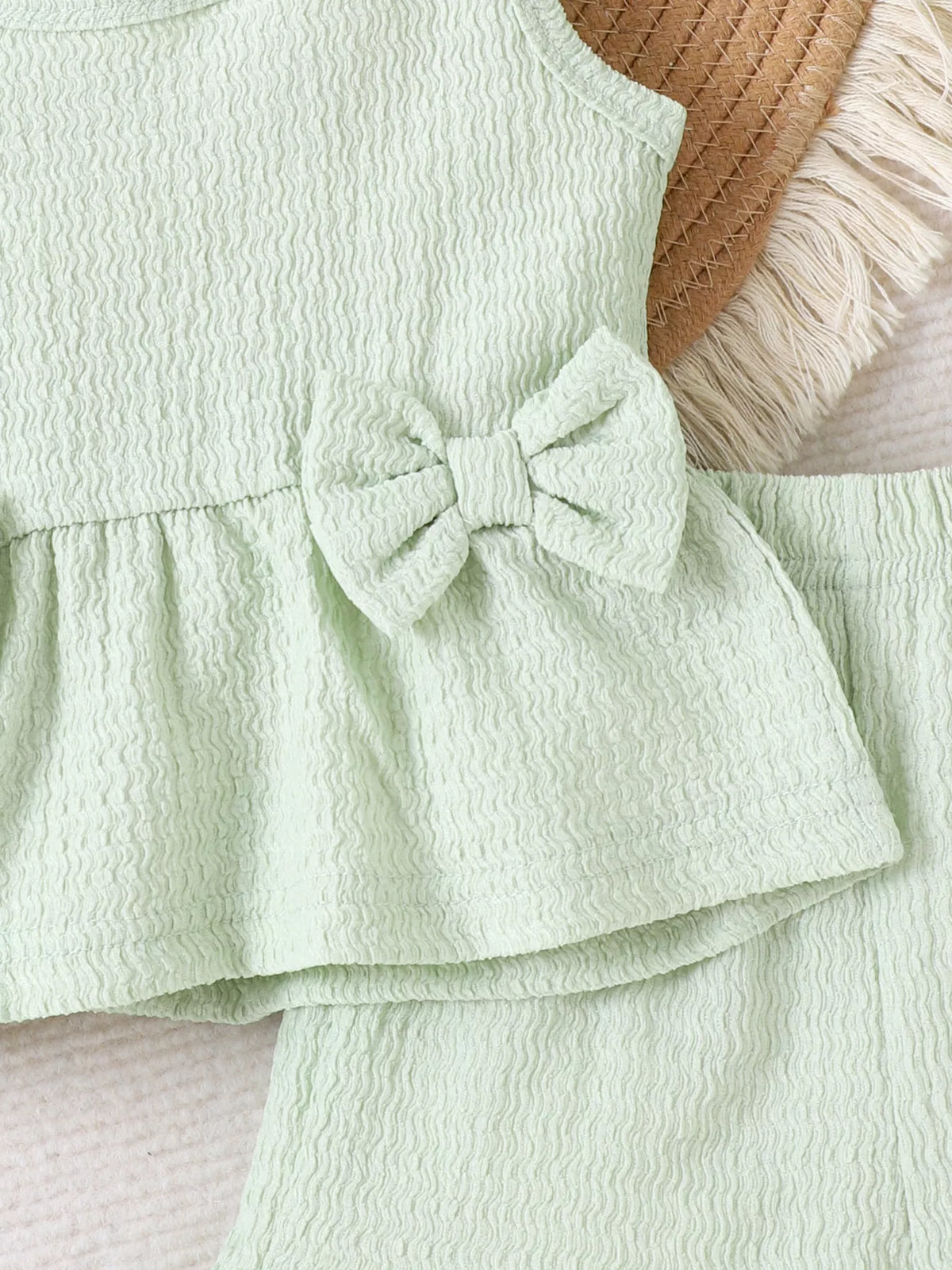 Bow Tank and Shorts Set in Light Green, product view 4