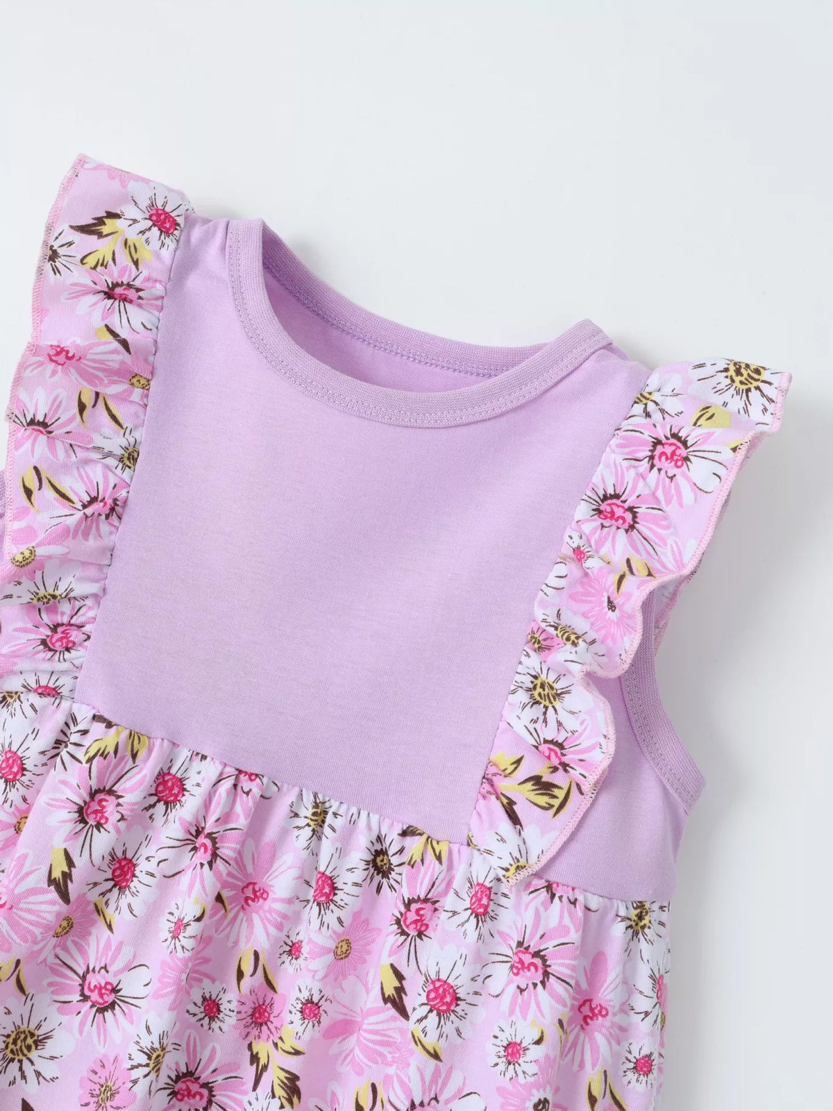 Floral Ruffle Sleeve Dress in Light Purple, product view 3
