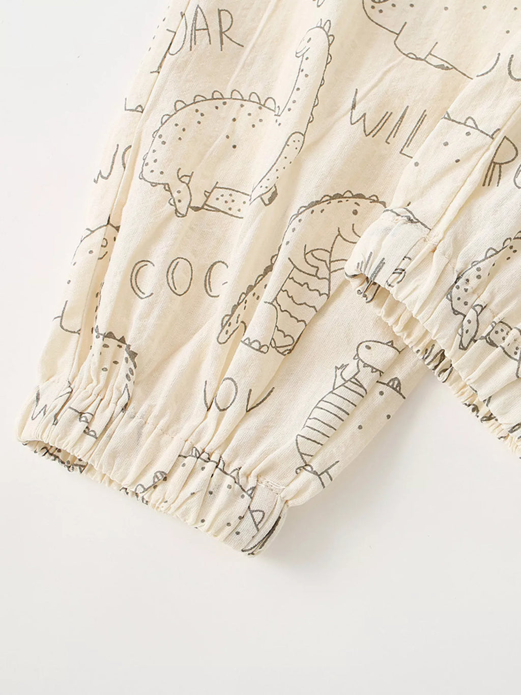 Dinosaur Print Elastic Waist Pants in Cream, product view 5