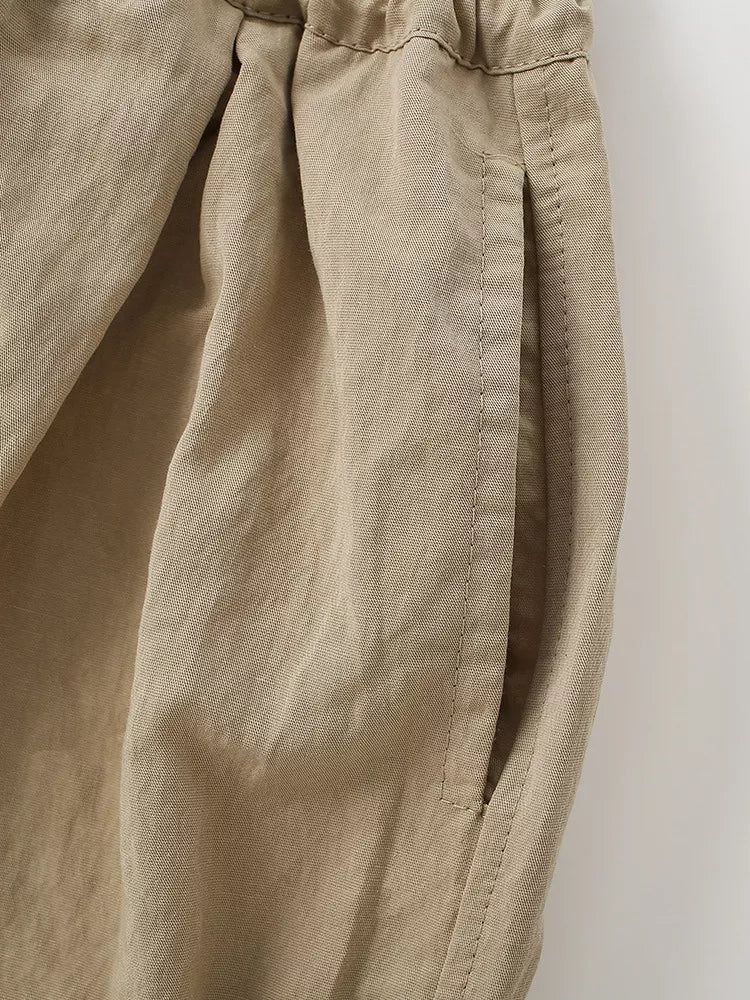 Casual Elastic Waist Capris in Camel, product view 4