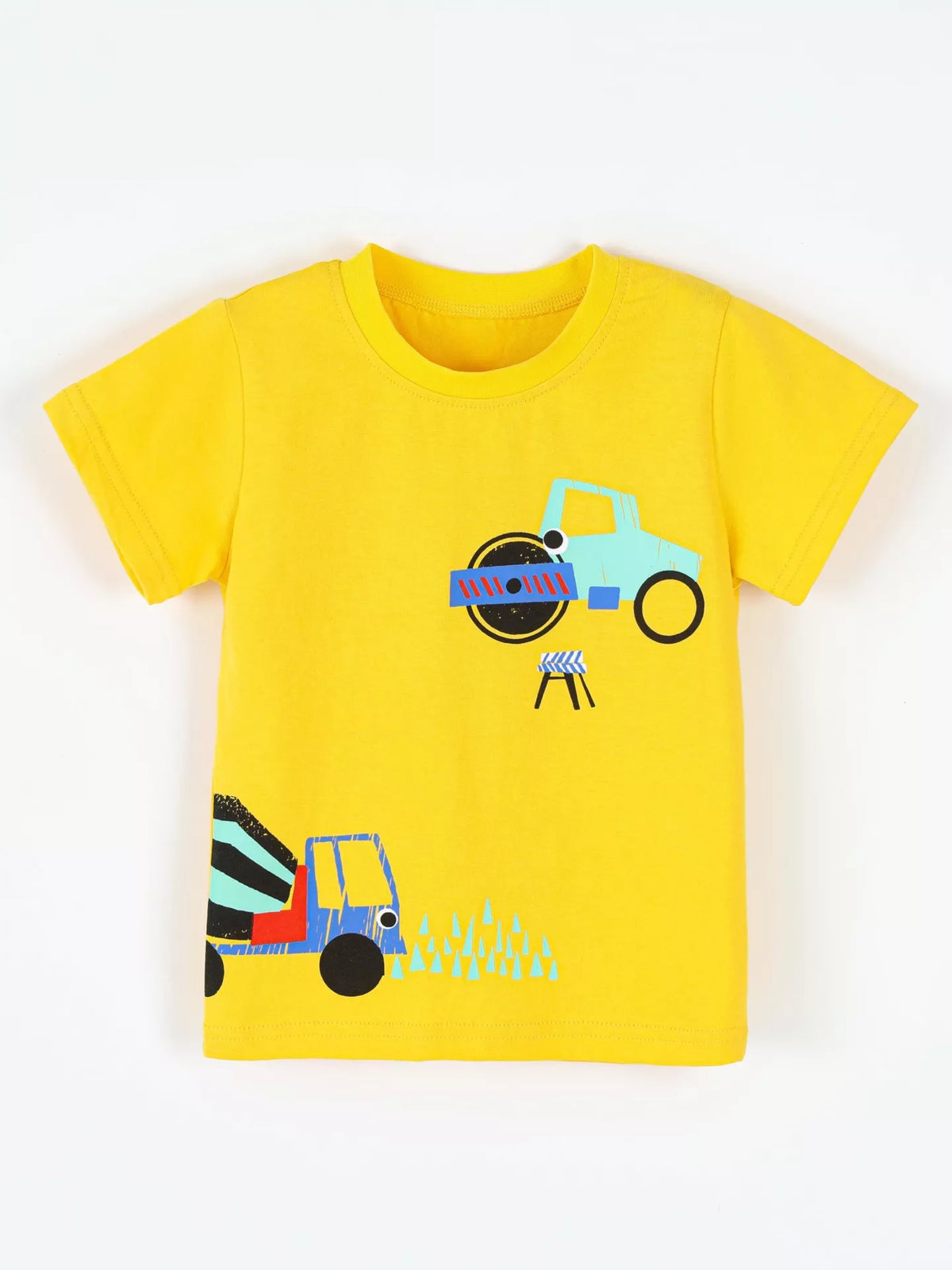 Construction Truck Graphic Short Sleeve T-Shirt in Yellow, product view 2