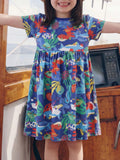 Marine Life Print A-Line Dress in Royal Blue, product view 1